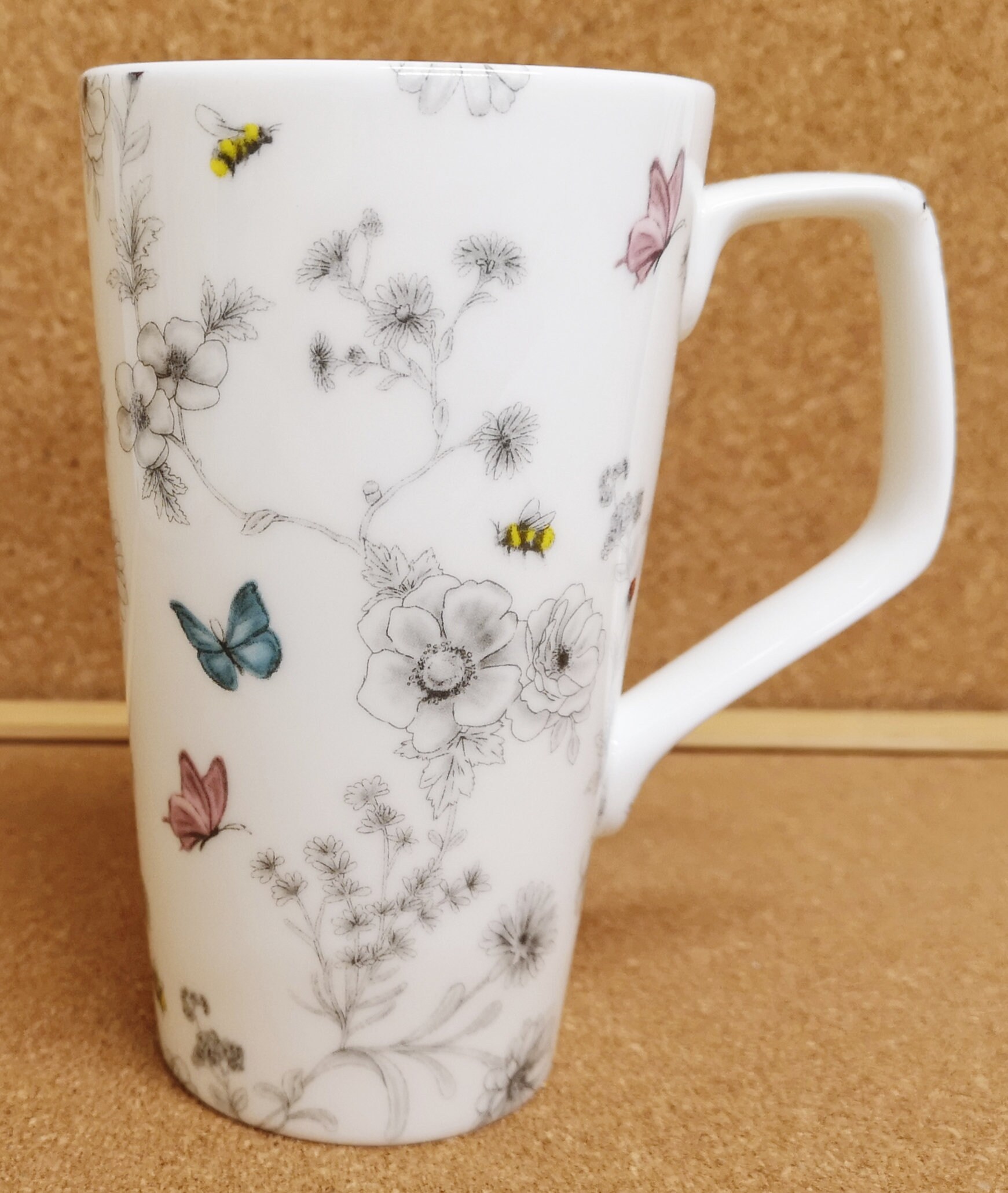 シークレットガーデンマグカップ ボーンチャイナ 500ml ラージ ラテ 花