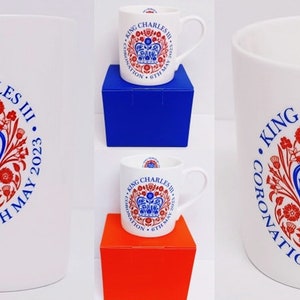 Coronation Emblem HM King Charles III Mug Gift Boxed Fine Porcelain Tudor 9.5oz 275ml Commemorative Collectors Cup Hand Decorated UK