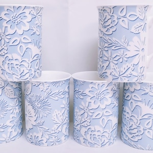 Lace Blue Mugs Set of 6 Fine Bone China Windsor Light Blue & White Floral Chintz 10.5oz 300ml Cups Hand Decorated UK