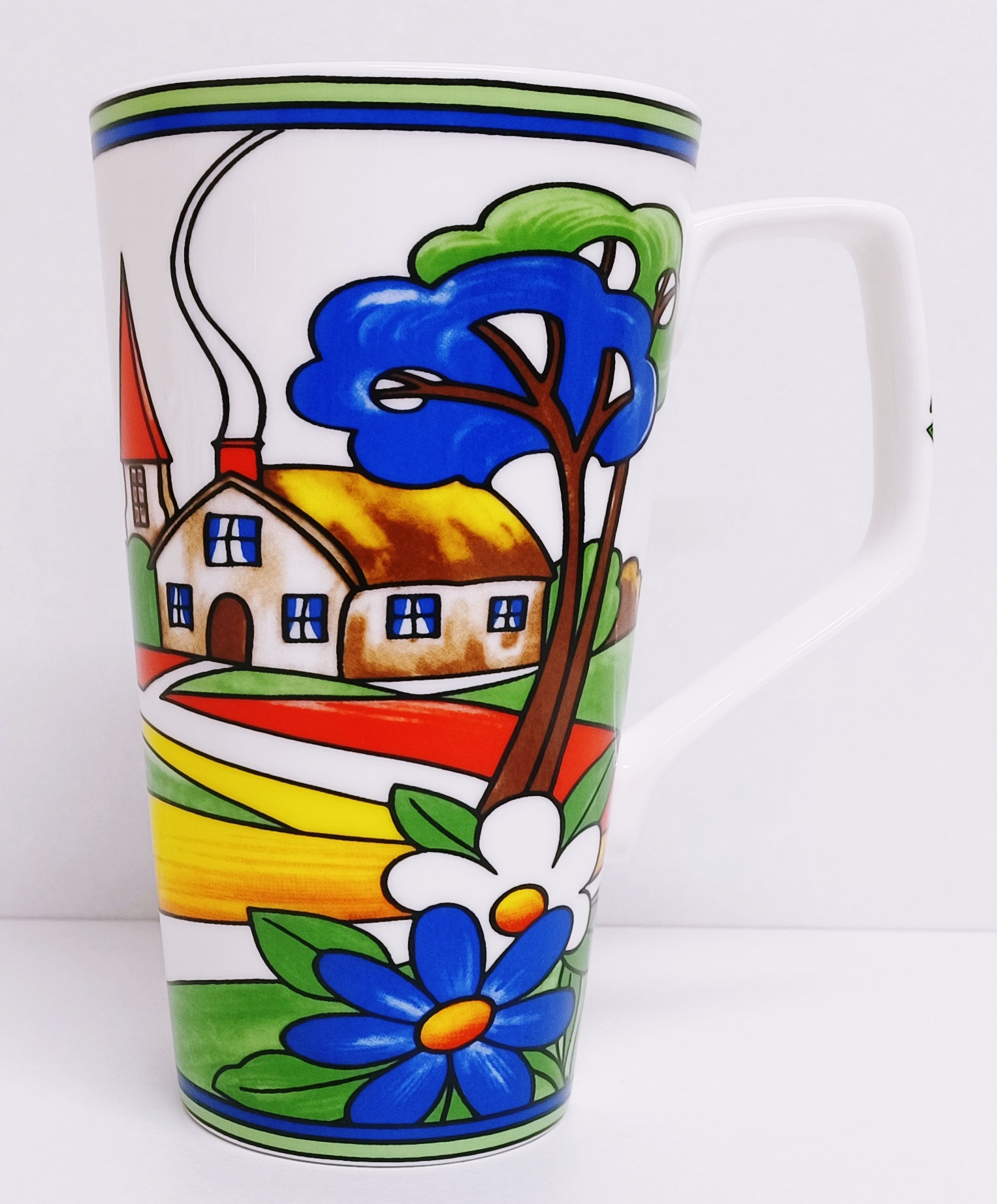 Large Ceramic Coffee Mug with Straw 500ml/17oz Porcelain Tea Mug