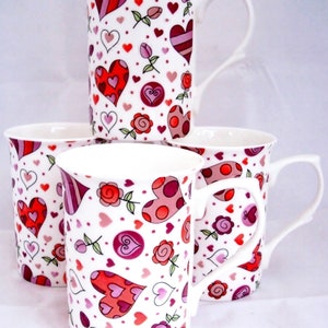 Chic Hearts Fine Bone China Set Six Mugs image 3