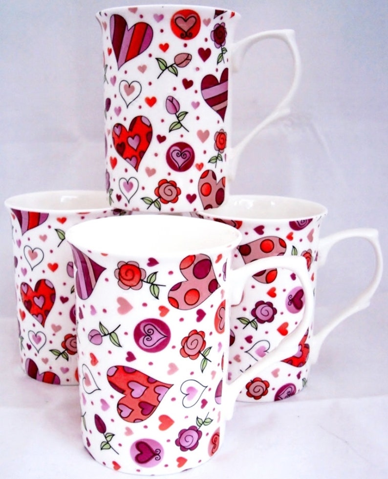 Chic Hearts Fine Bone China Set Six Mugs image 3