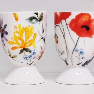 Wildflowers Meadow Egg Cups Set of 6 Fine Bone China Bright flowers floral Hand Decorated in UK