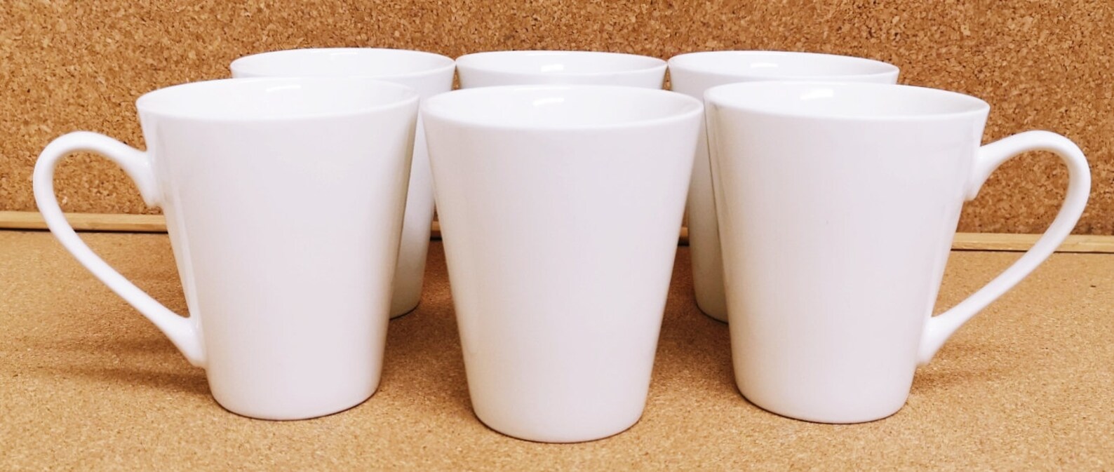 White Fine China Mugs Set of 6 Conical 10.5oz 300 ml Tea Latte Etsy
