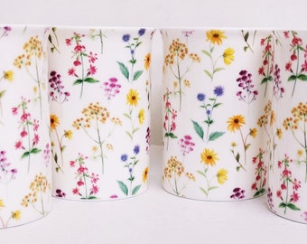 Meadow Flowers Mugs Set of 4 Fine Bone China Multicolour Floral Cups Hand Decorated UK