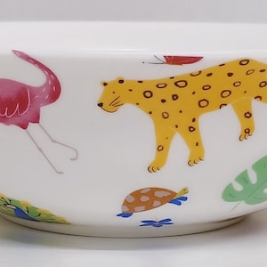 One Day at the Zoo Bowl Bone China Kids Children Animals Collage Hand Decorated UK