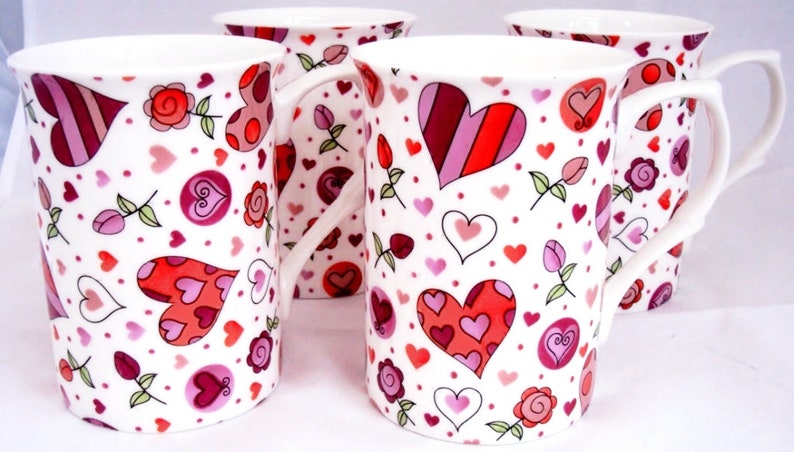 Chic Hearts Fine Bone China Set Six Mugs image 2