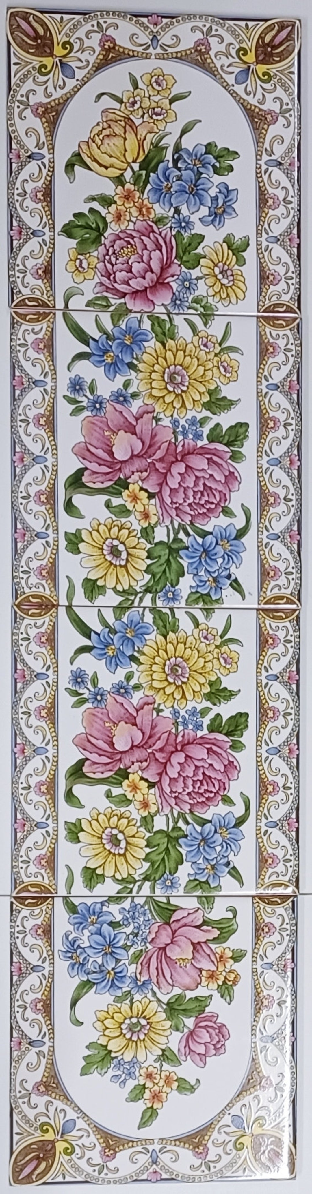 Kensington Vintage Floral Ceramic Tile Mural Versatile Etsy