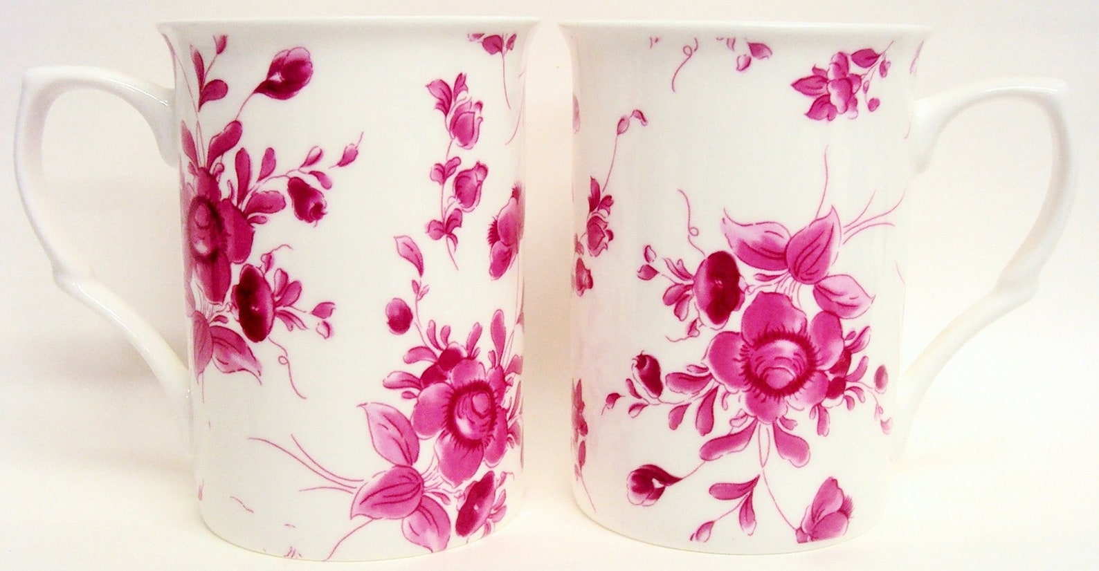 Eden Ruby Mugs Set of 2 Fine Bone China Floral Flowers 300 Ml 10 Oz ...
