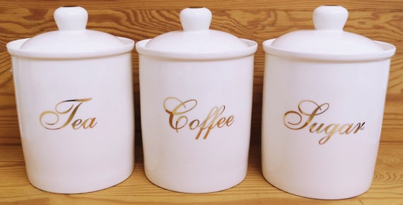 Sale plain white tea coffee sugar canisters Factory Sale