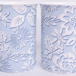 Lace Blue Mugs Set of 2 Fine Bone China Windsor Light Blue & White Floral Chintz 10.5oz 300ml Cups Hand Decorated UK
