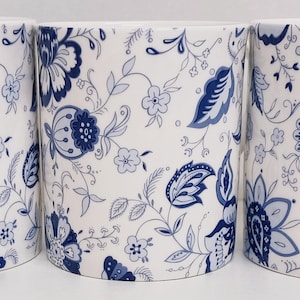 Blue Persia Mugs Set of 4 Fine Bone China Blue & White Floral Balmoral 8.5oz 250ml Cups Hand Decorated in UK
