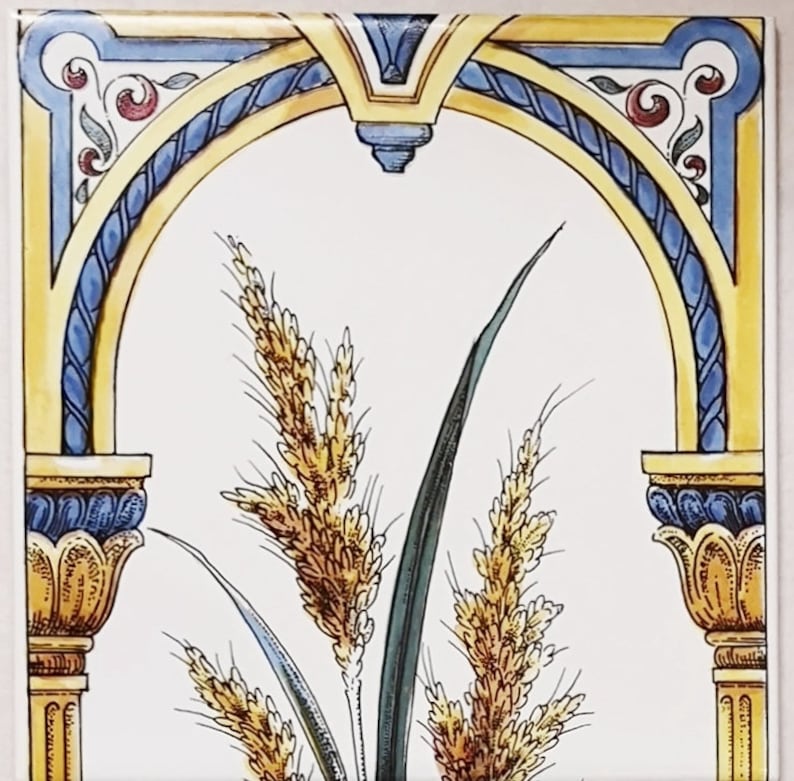 Wheatsheaf & Poppy Carrelage en Céramique Mural Coquelicots Décoratif 5 Carreaux 15x15 cm Dosseret de Cheminée Décoré à la Main au Royaume-Uni image 2