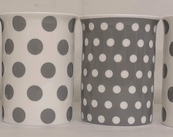 Grey Dots & Spots Mugs Set of 4 Fine Bone China Castle Cups Hand Decorated in UK