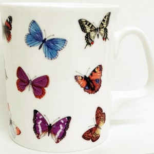 Butteflies Mug Fine Bone China Marlborough Multi Butterfly Cup Hand Decorated in UK