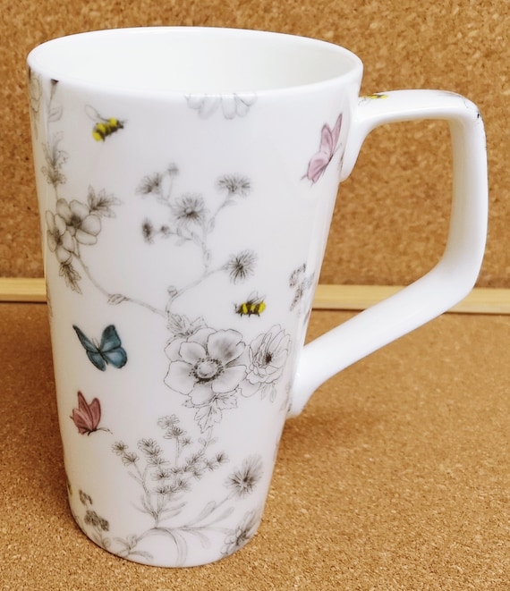 Giardino segreto 20oz tazza fine osso Cina grande jumbo 1 pinta fiori  farfalle api latte caffè tazza di tè decorato a mano Regno Unito -   Italia