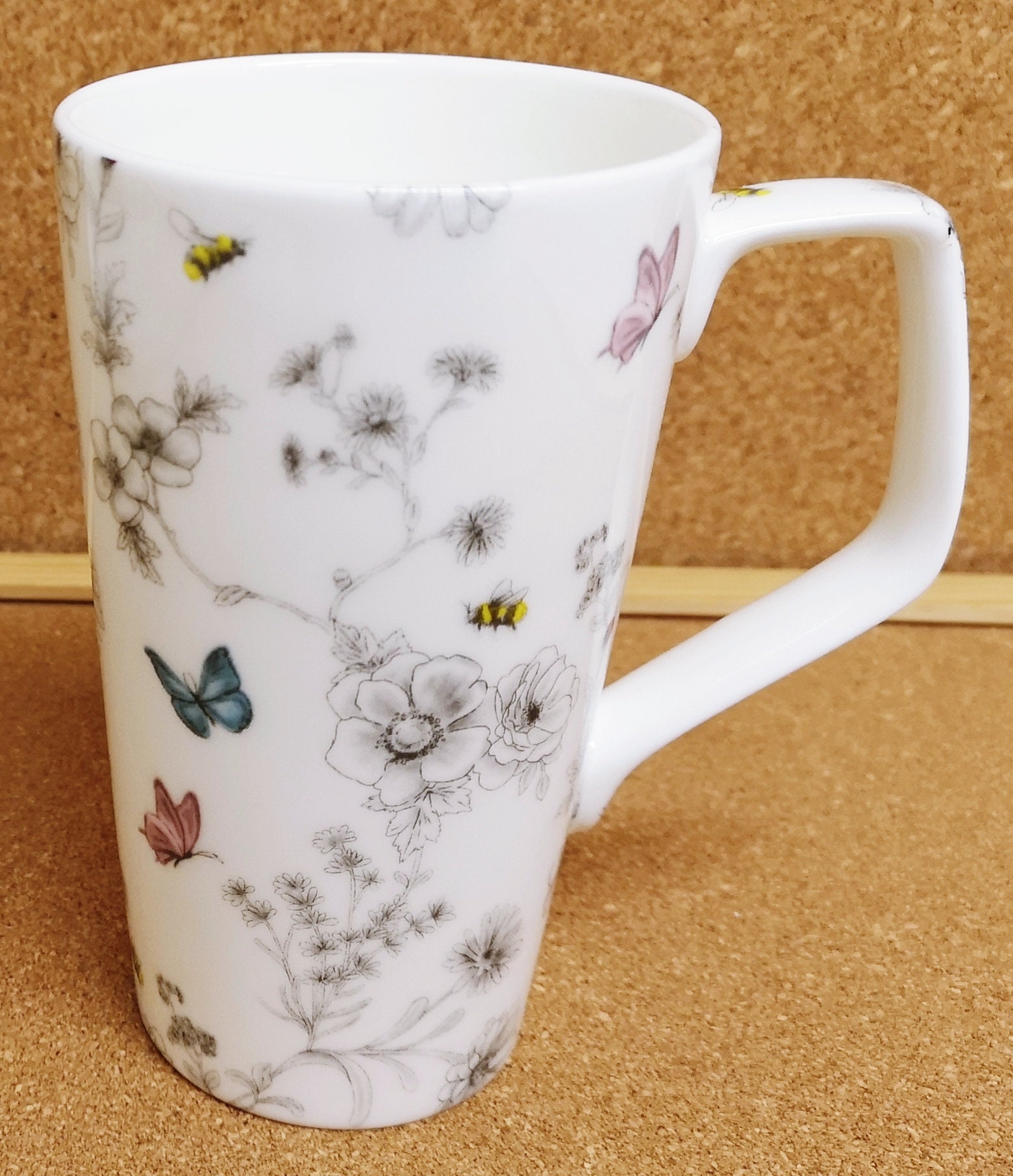 シークレットガーデンマグカップ ボーンチャイナ 500ml ラージ ラテ 花