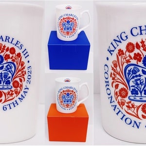 Coronation Emblem HM King Charles III Mug Gift Boxed Fine Bone China Topaz Commemorative Collectors Cup Hand Decorated UK