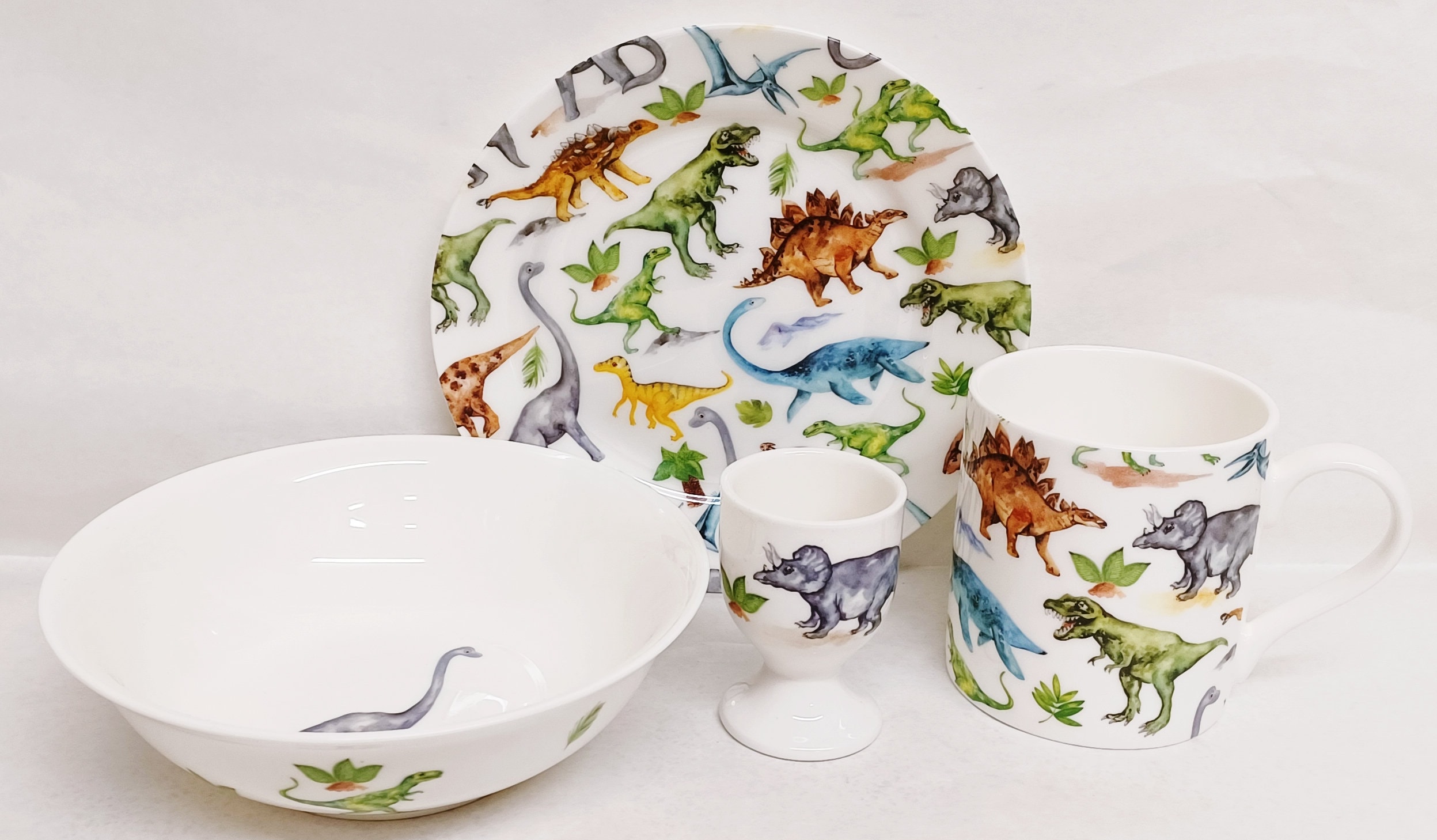 Ceramic Childrens Dinosaur Plate Set Dinosaur Boys Dinner Set