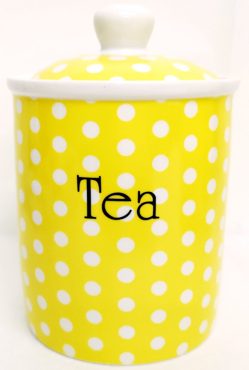 Yellow Dots Tea Coffee Sugar Fine Bone China Canisters Storage Etsy UK