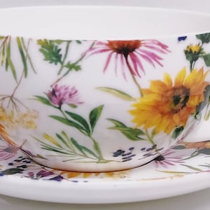 Sunflowers Meadow Cup & Saucer Cappuccino 300 ml 10 fl oz Fine Bone China Multi Flowers Floral Set Hand Decorated UK