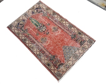 Handmade Turkish Oushak Rug: Vintage Bohemian Area Rug (2.23 x 3.48 ft)