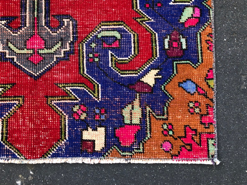 Turkish Rug Entry Rug Organic Rug Oriental Oushak Rug Handmade Rug Runner Rug Turkish Rug Small Rug Oushak Rug Boho Rug Orange Rug