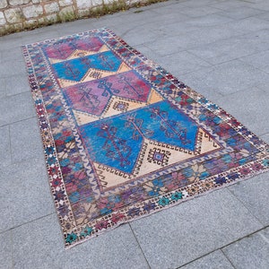 4x12 Vintage Handmade Turkish Runner - Boho Wool Carpet, Antique Tribal Decor, Unique Hallway Kitchen Runner for Eclectic Farmhouse Home
