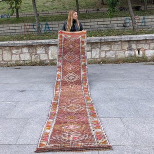 Vintage Handmade Turkish Runner - Boho Wool Carpet, Antique Tribal Decor, Unique Hallway Kitchen Runner for Eclectic Farmhouse Home Styling