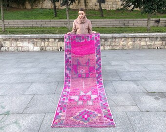 Hallway Vintage Turkish Hand Knotted Runner Wool Oushak Stair Runner Rug