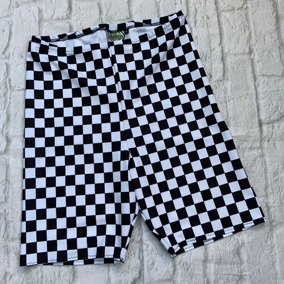 black and white checkered cycling shorts