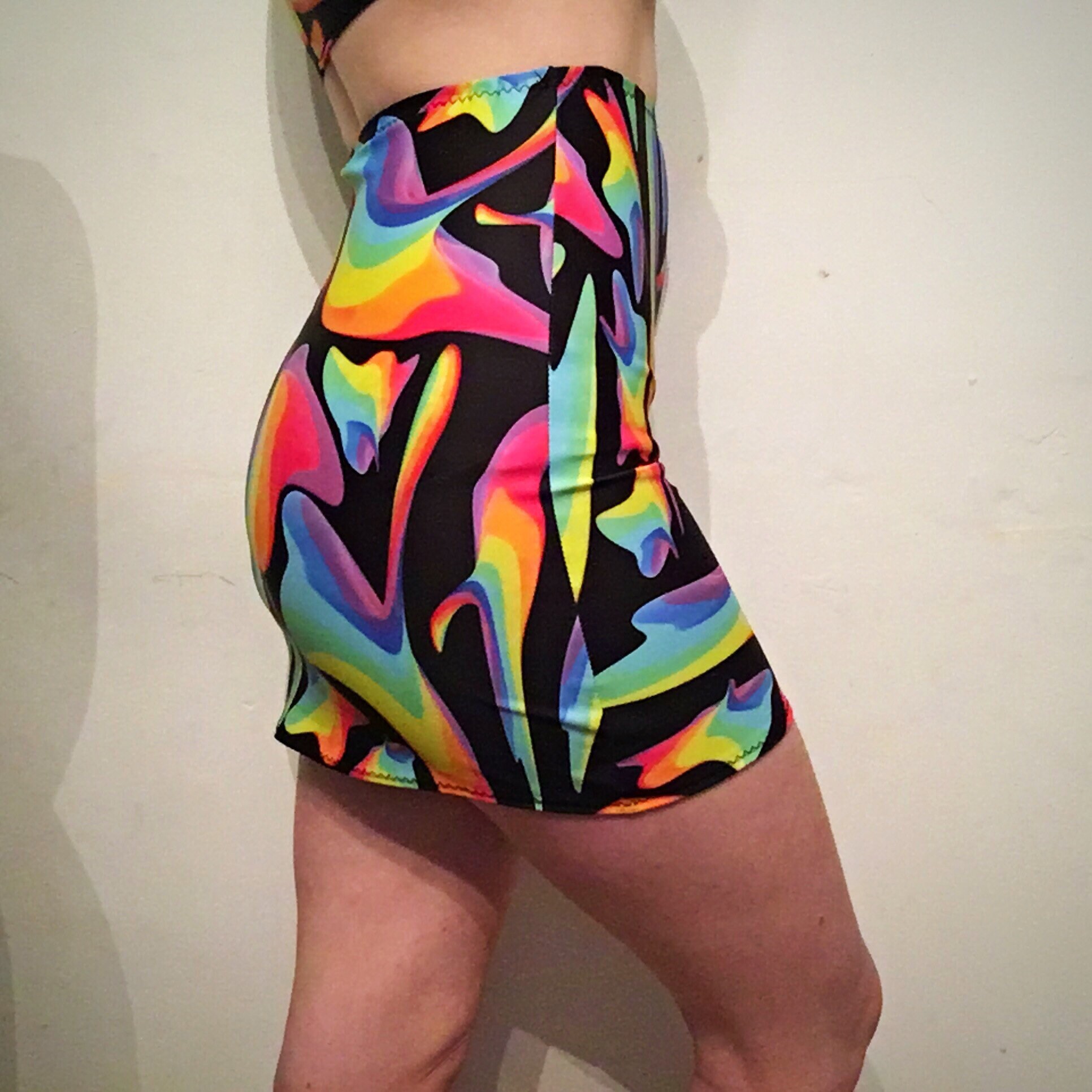 Trippy multi coloured 2 piece set mini skirt and boob tube top | Etsy