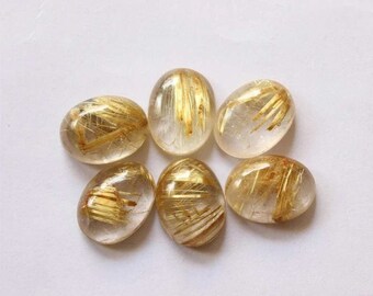 Natural Golden Rutilated Quartz Oval 5x7,6X8,7X9,8X10,9x11,10X12,12X16,13X18MM Golden Rutilated Quartz Oval Gemstone