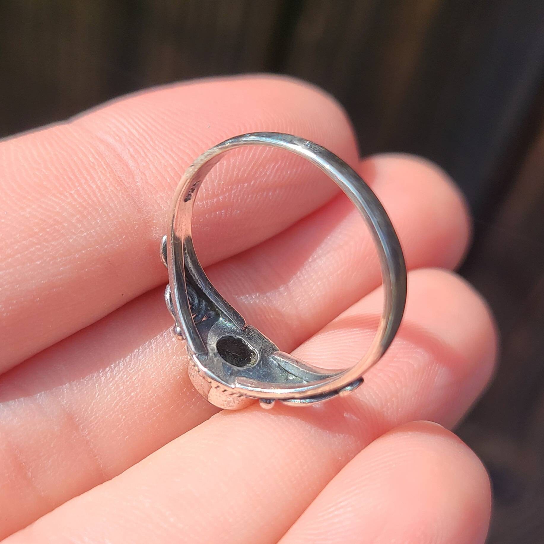 Obsidian and Zinc 925 Ring - Etsy