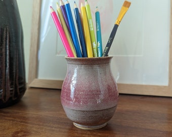 Handmade Pink Ceramic Pen Pot