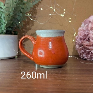 Handgemachte Orange und Weisse Keramik Tasse 260ml