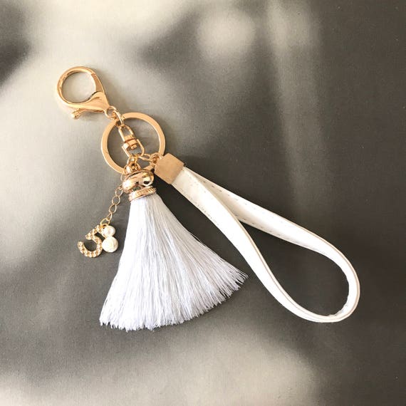 Gift For Her Luxury Bag Charm White Tassel Accessories Pearl Bracelet Key Charm Camellia Charm Keychains Free Worldwide Shipping
