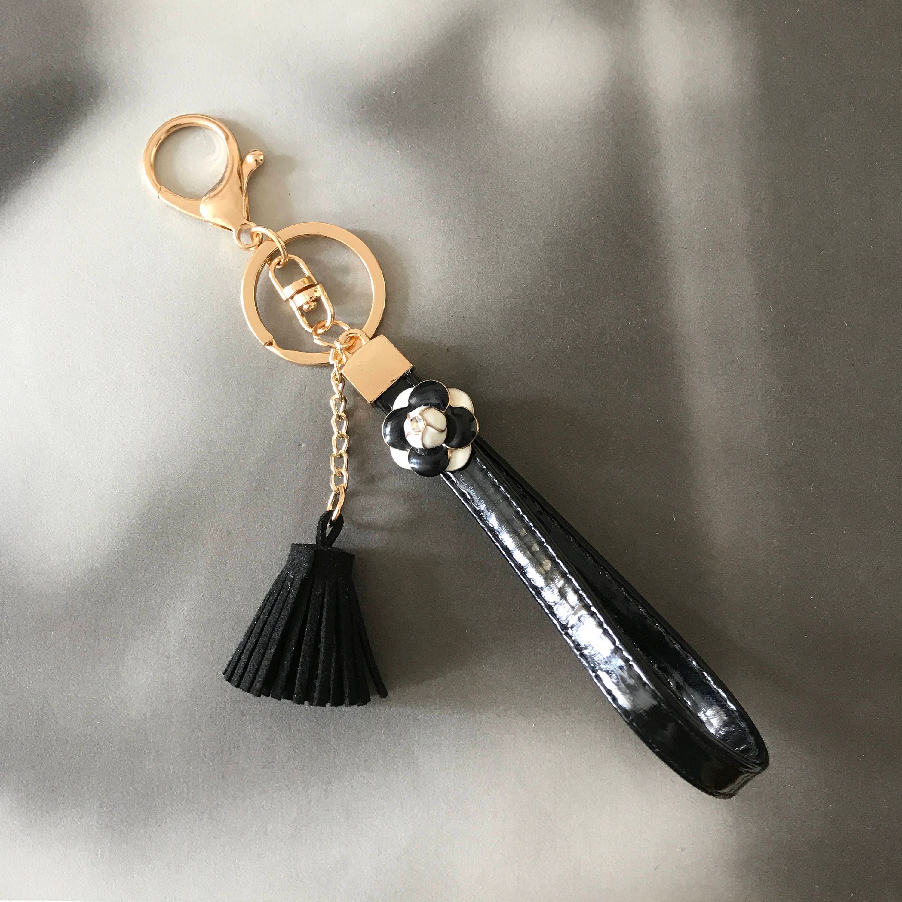 Gift For Her Luxury Bag Charm White Tassel Accessories Pearl Bracelet Key Charm Camellia Charm Keychains Free Worldwide Shipping