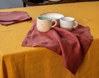 Terracotta linen napkins for table setting Linen dining napkins set Linen towel kitchen textile Wedding party linen