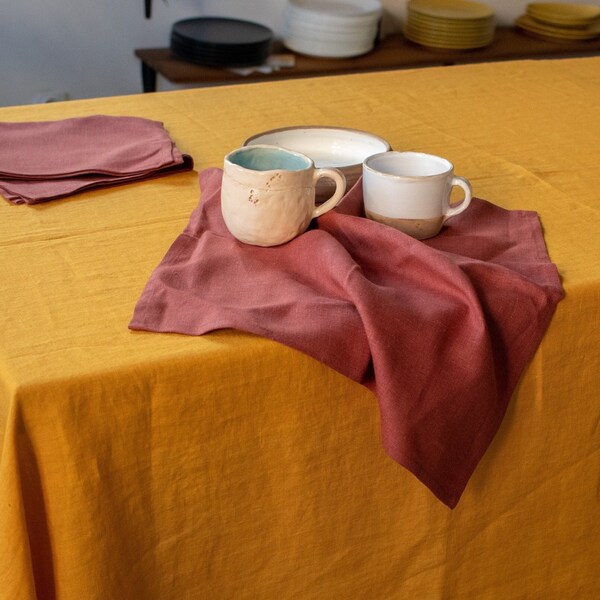 Terracotta linen napkins for table setting Linen dining napkins set Linen towel kitchen textile Wedding party linen