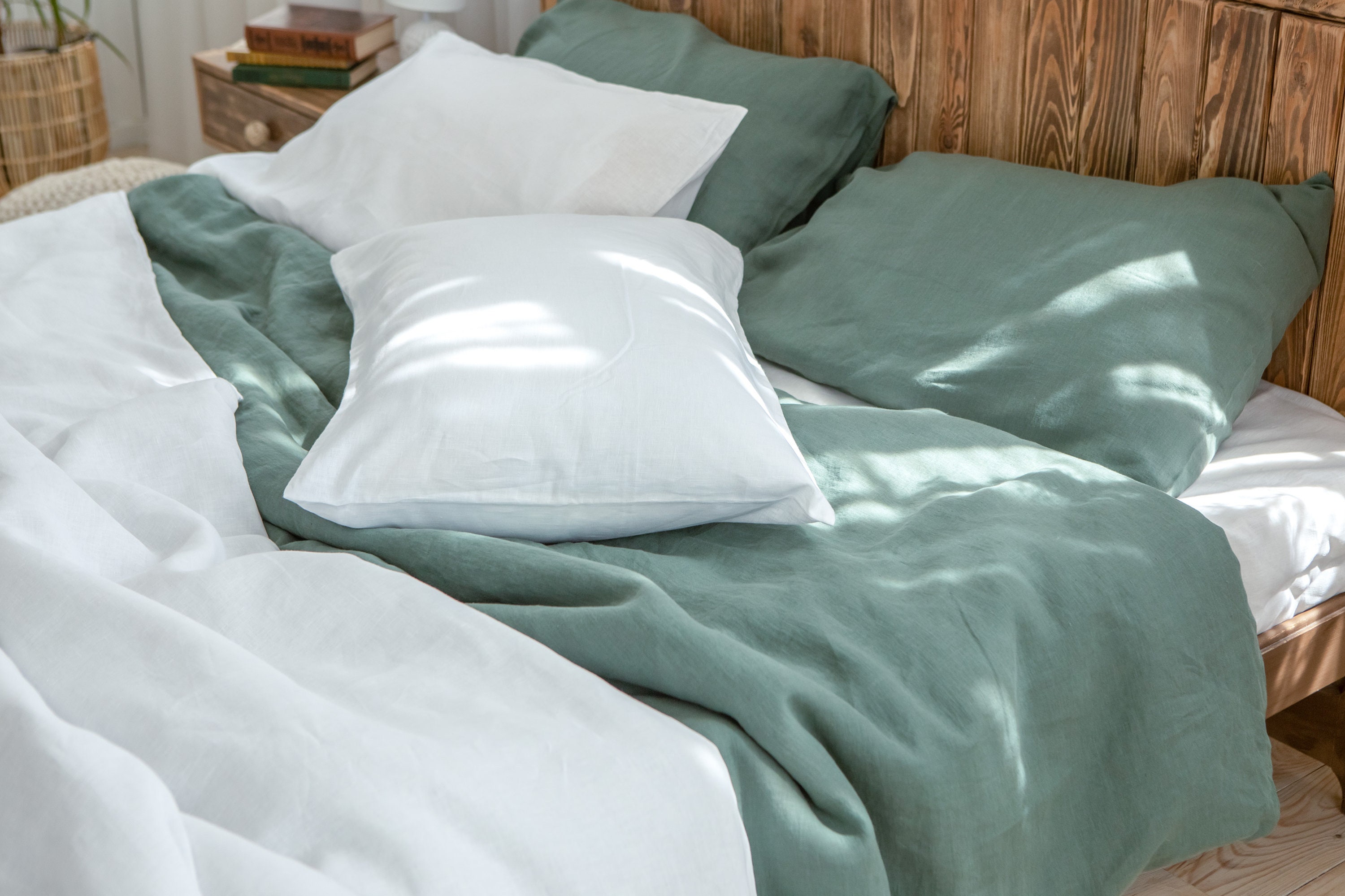 Linen Bedding in Sage Green Color Linen Duvet Cover Set With Etsy