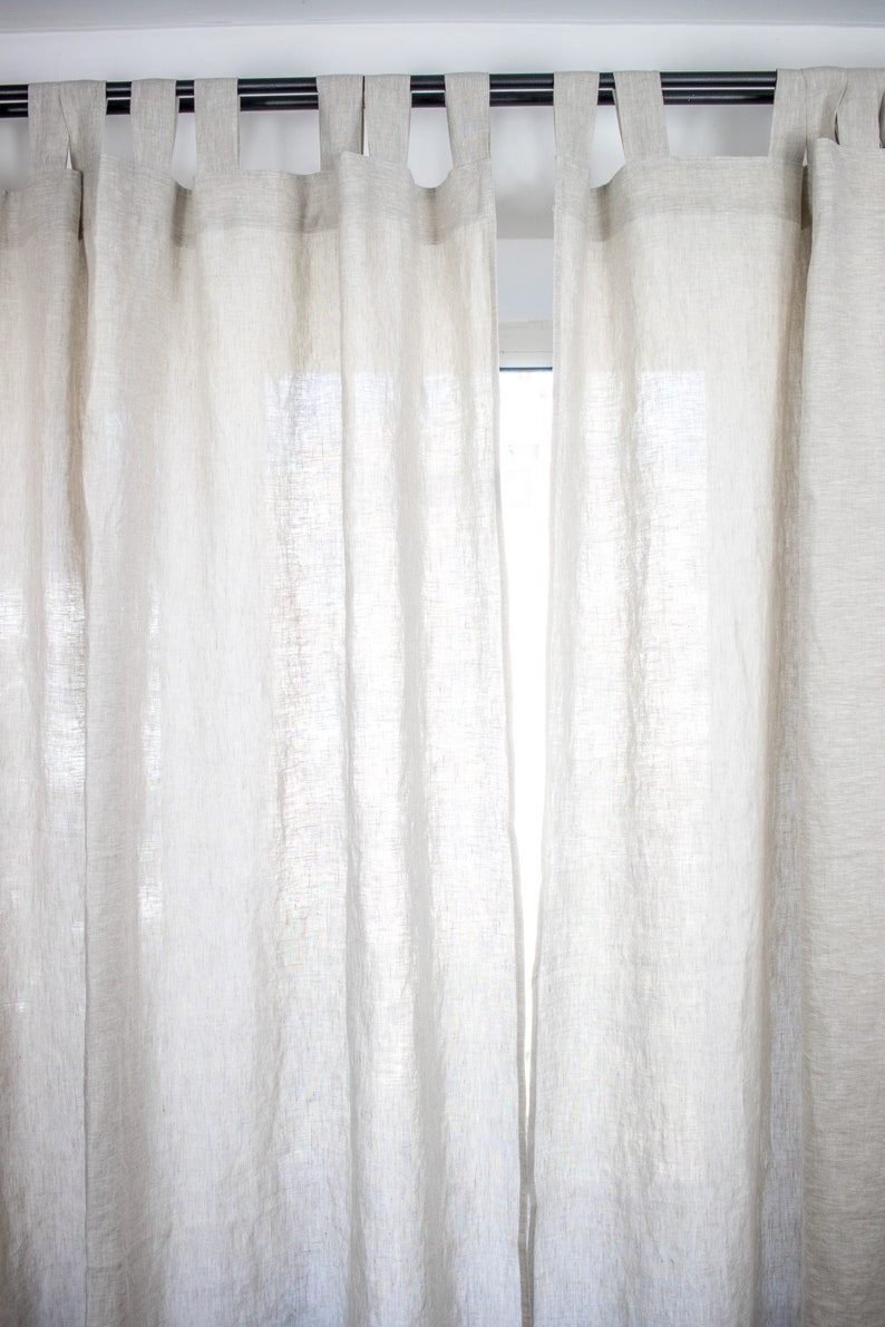 Natural linen tab top curtains Oatmeal linen panel curtains Etsy