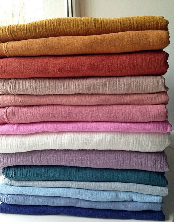 Cotton muslin fabric by the yard by meter Different colors Etsy