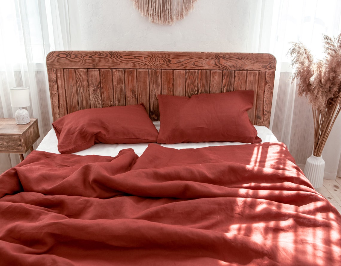 Terracotta linen pillowcases for bedding queen king full Etsy
