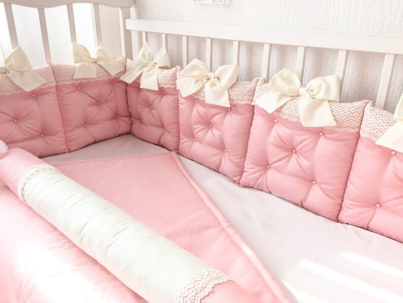 blush crib bumper