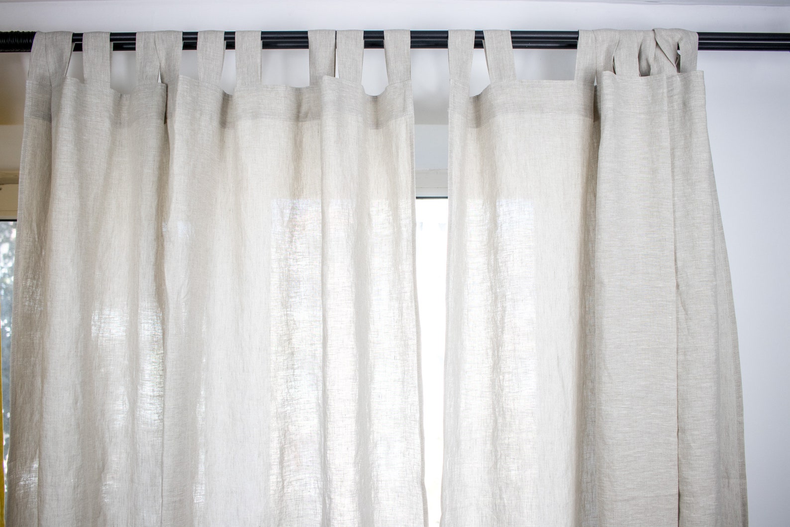 Natural linen tab top curtains Oatmeal linen panel curtains Etsy