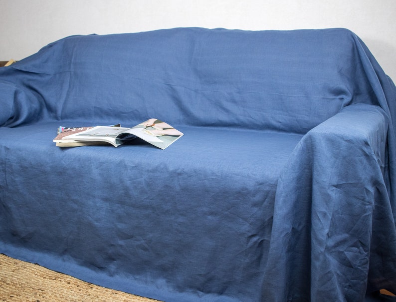 Linen couch cover in charcoal grey Drop cloth sofa cover or Etsy