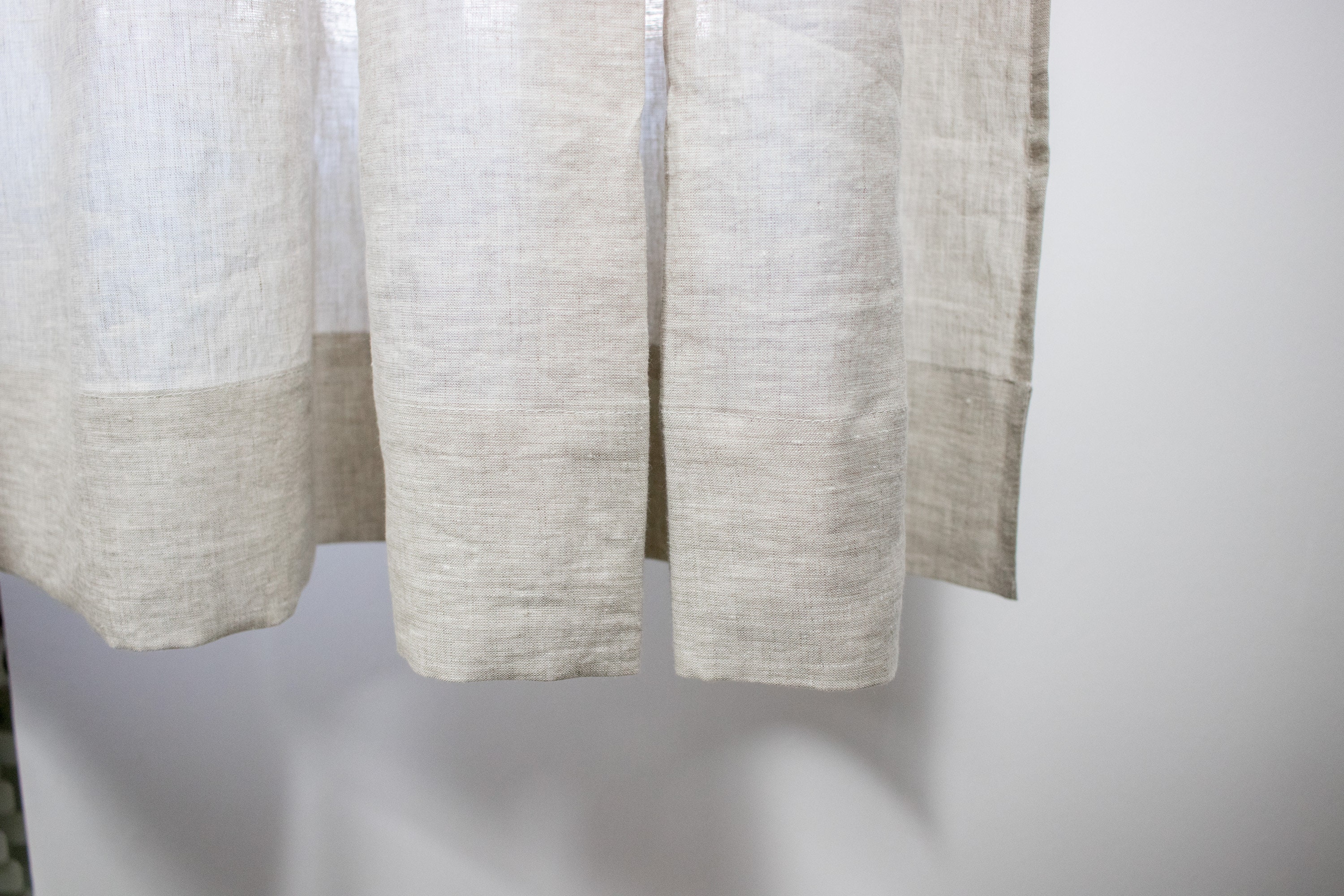 Tab top linen curtain panel 56 inches 140 cm width Natural
