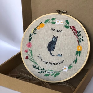 Personalized pet portrait embroidery Ukrainian seller Pet memorial gift Dog embroidery hoop art Cat portrait hoop wall art Animal lover gift