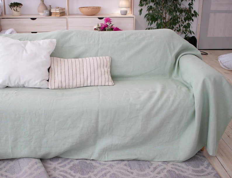 Linen couch cover Natural linen sofa drop cloth cover Organic Etsy